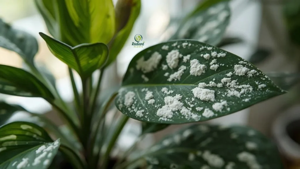 White Spots on Indoor Plant Leaves Close-Up